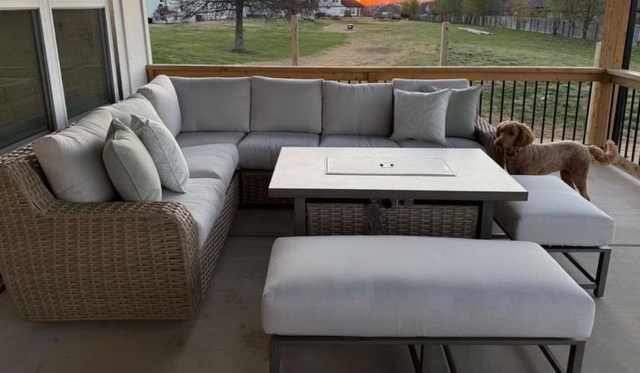 $300 Off Trendy Sam’s Club 7-Piece Sectional Set (Includes Fire Pit & Umbrella!)