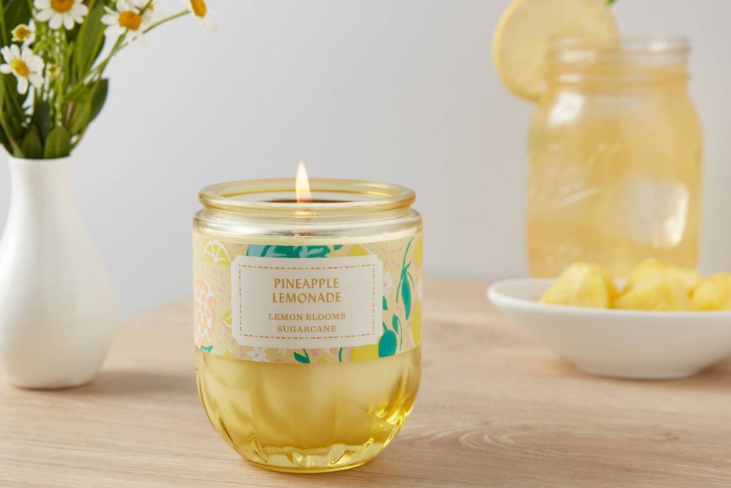 Pineapple Lemonade Candle on table 