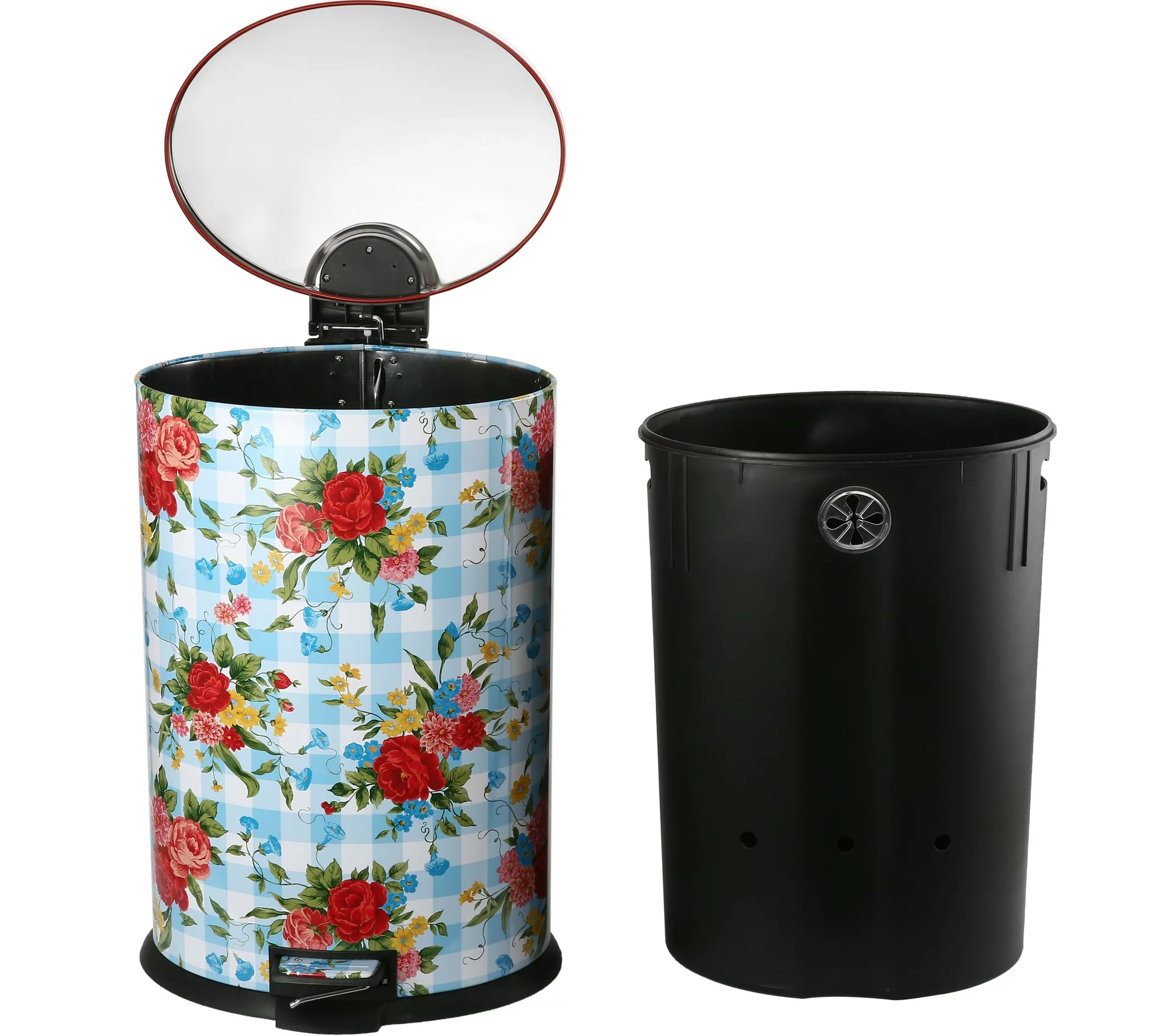 two side by side stock images of Pioneer Woman Trash Can