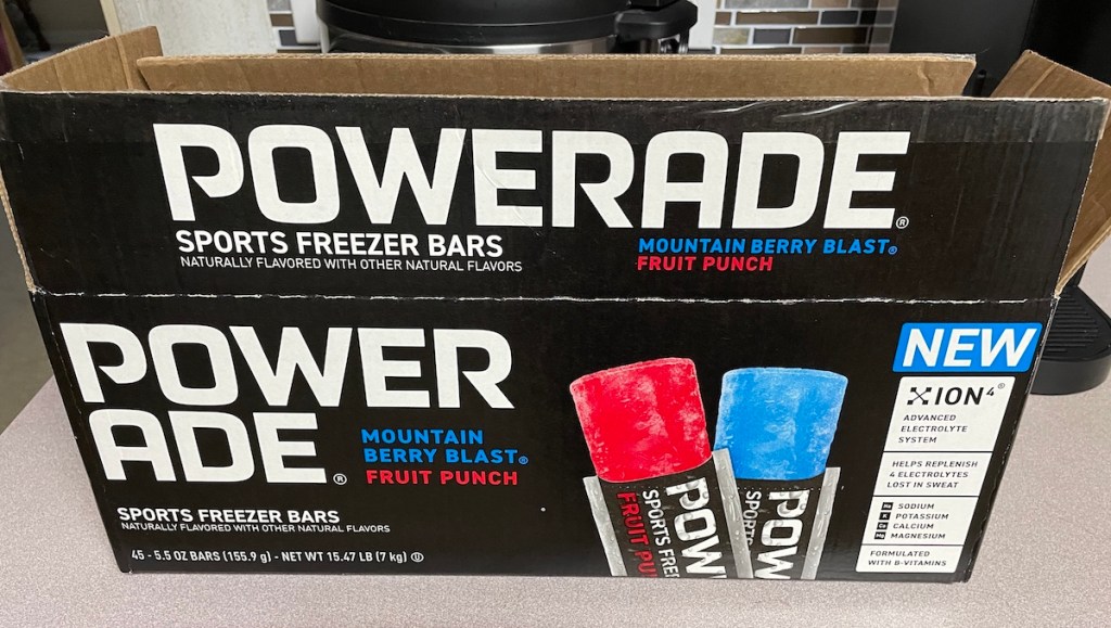 box of Powerade freezer pops