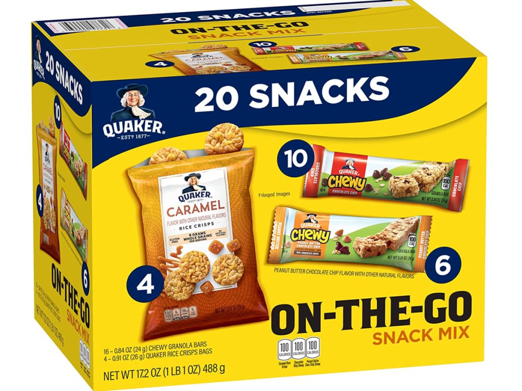 Quaker On The Go 20 Pack Chew Granola Bars Snack Mix