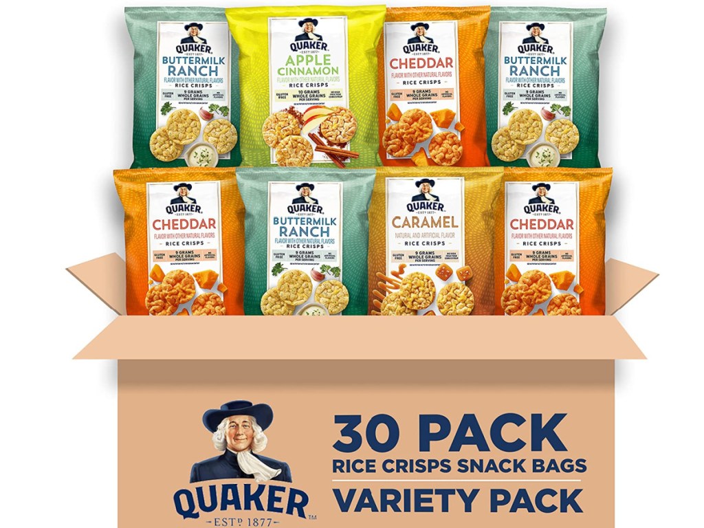 Quaker Rice Crisps in a delivery box