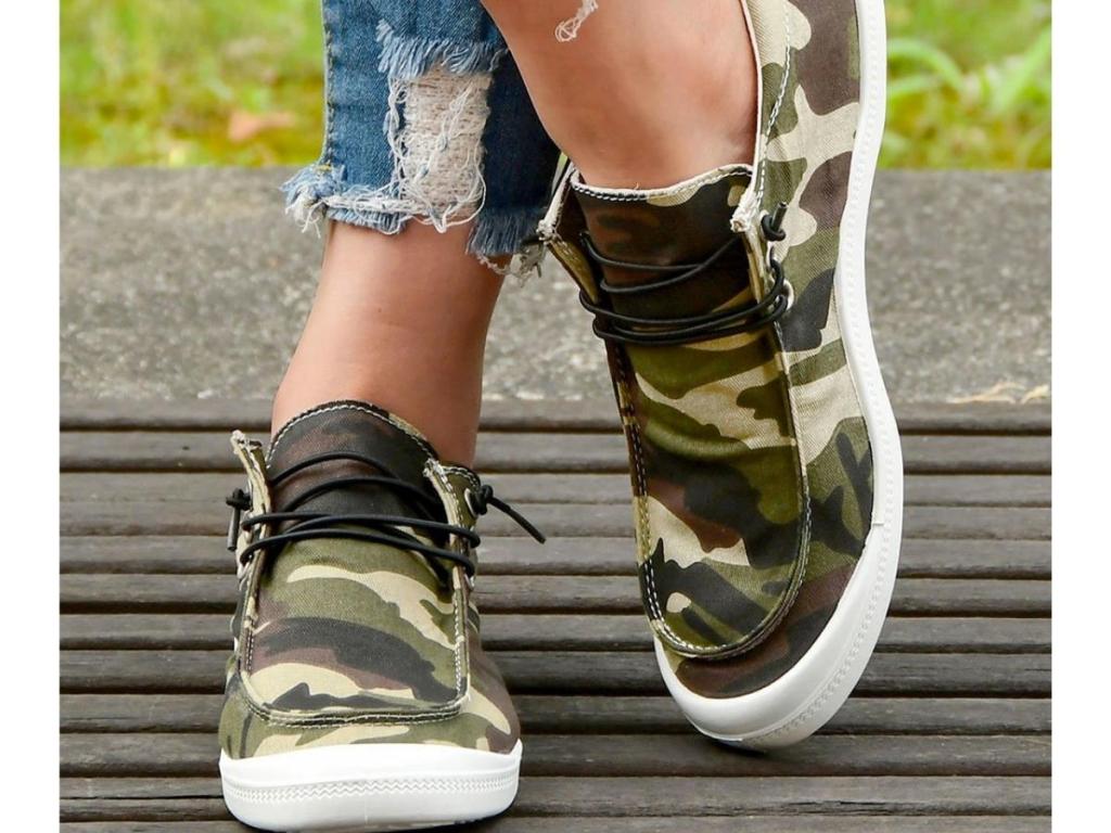 ROSY Green Camouflage Boat Shoes