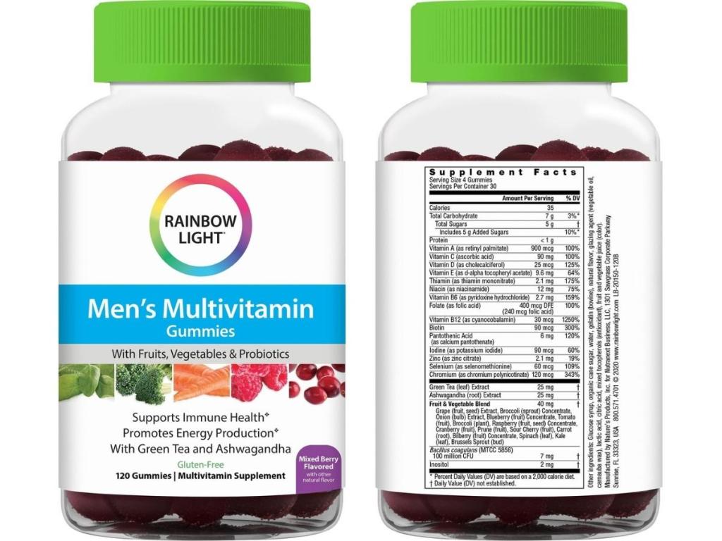Rainbow Light Men's Gummy Multivitamins 120-Count Bottle