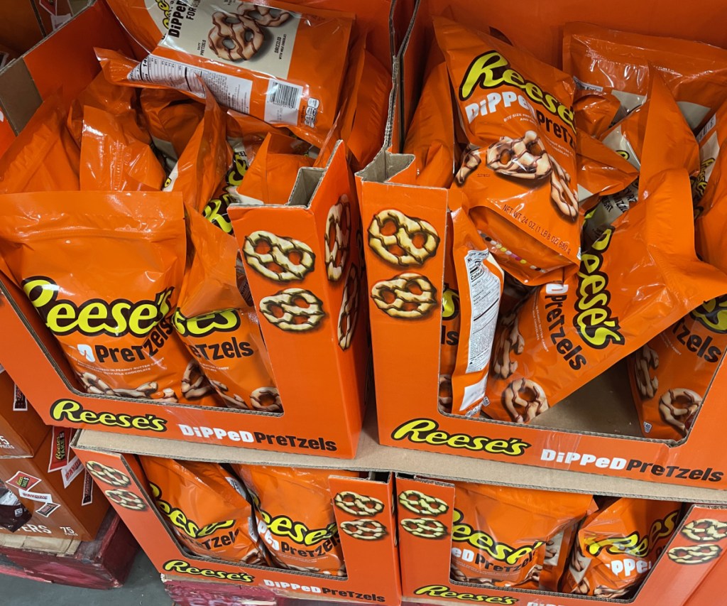 large bag of Reese's pretzels on display in-store