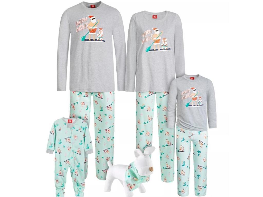Tropical Santa Matching Family Pajamas