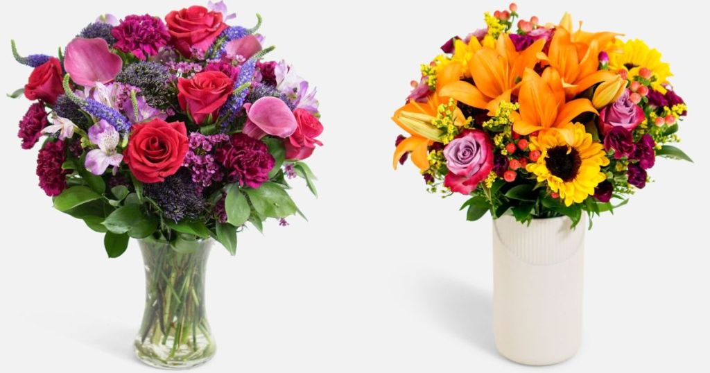 two flower bouquets