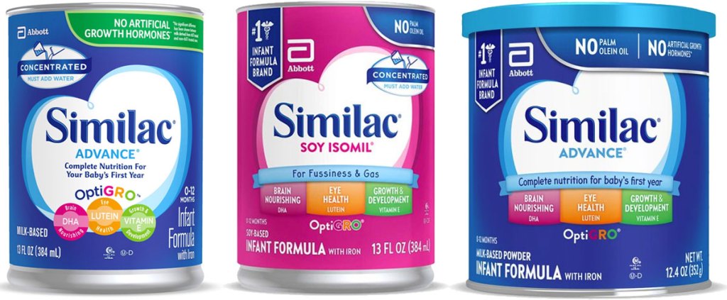3 canisters of similac formula