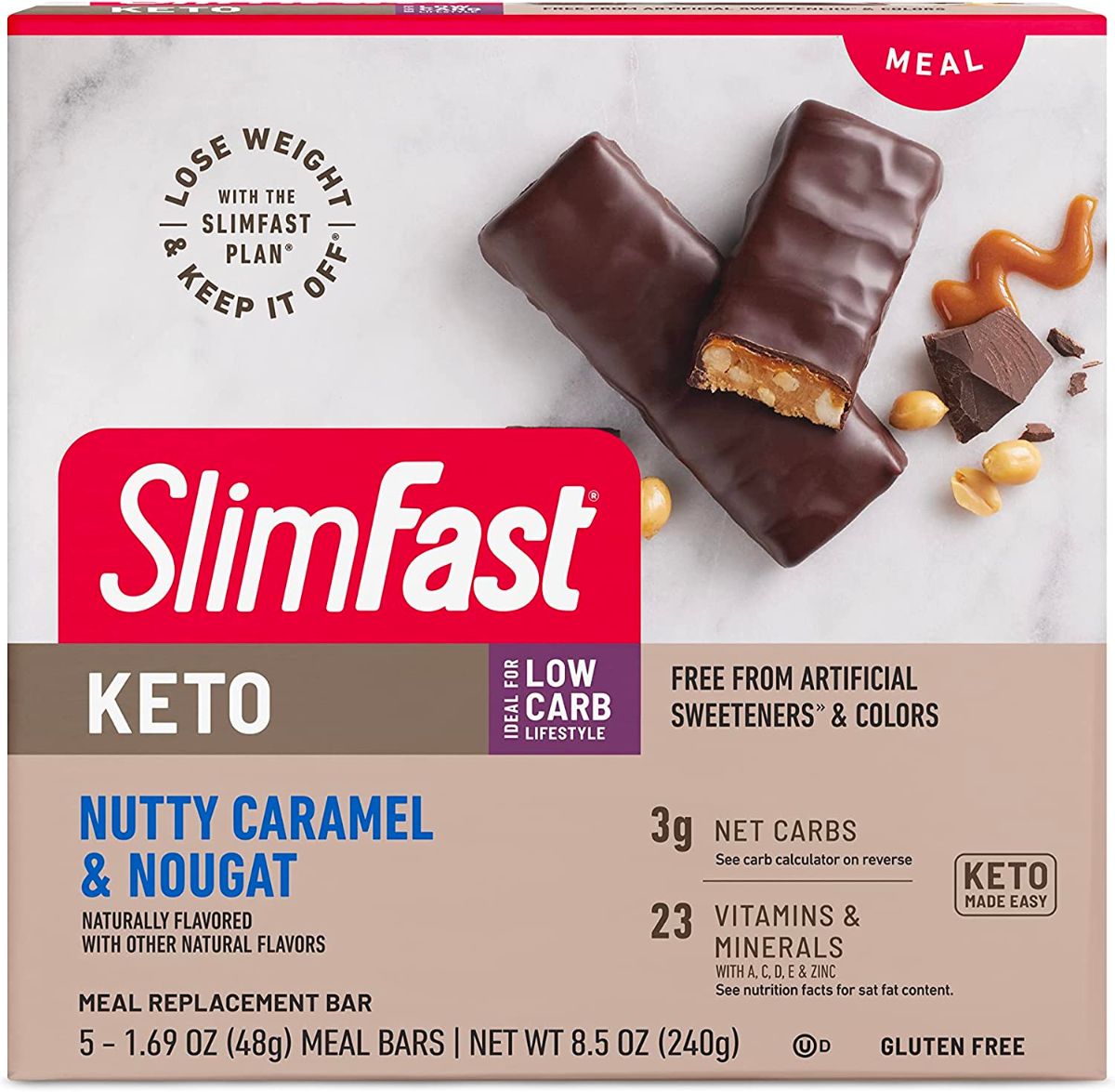 Slim fast keto nutty caramel and nugat meal bars