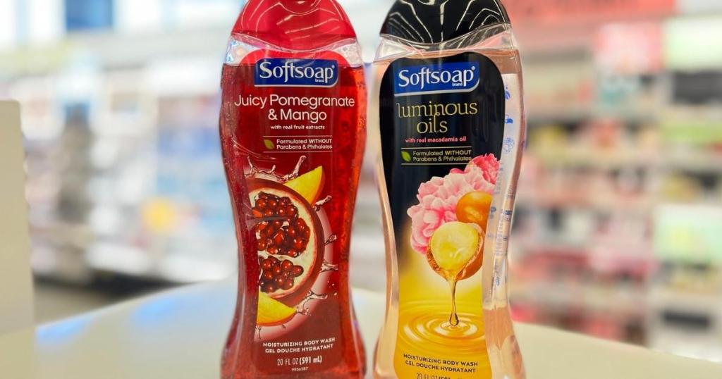 softsoap pomegranate and luxurious oils body washes in store