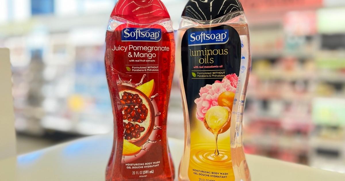 softsoap pomegranate and luxurious oils body washes in store