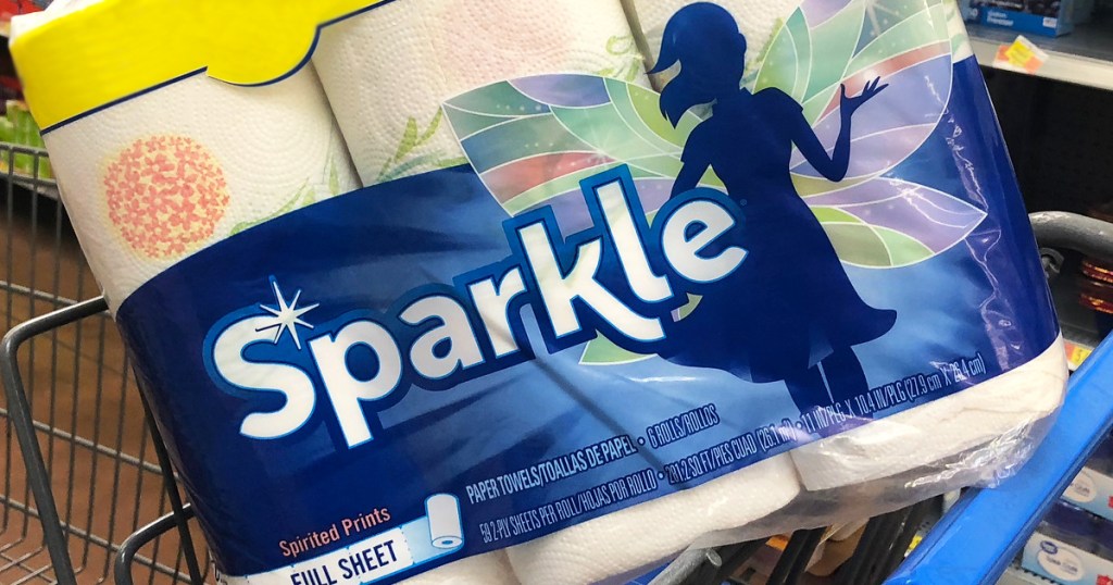 pack of sparkle paper towels in shopping cart