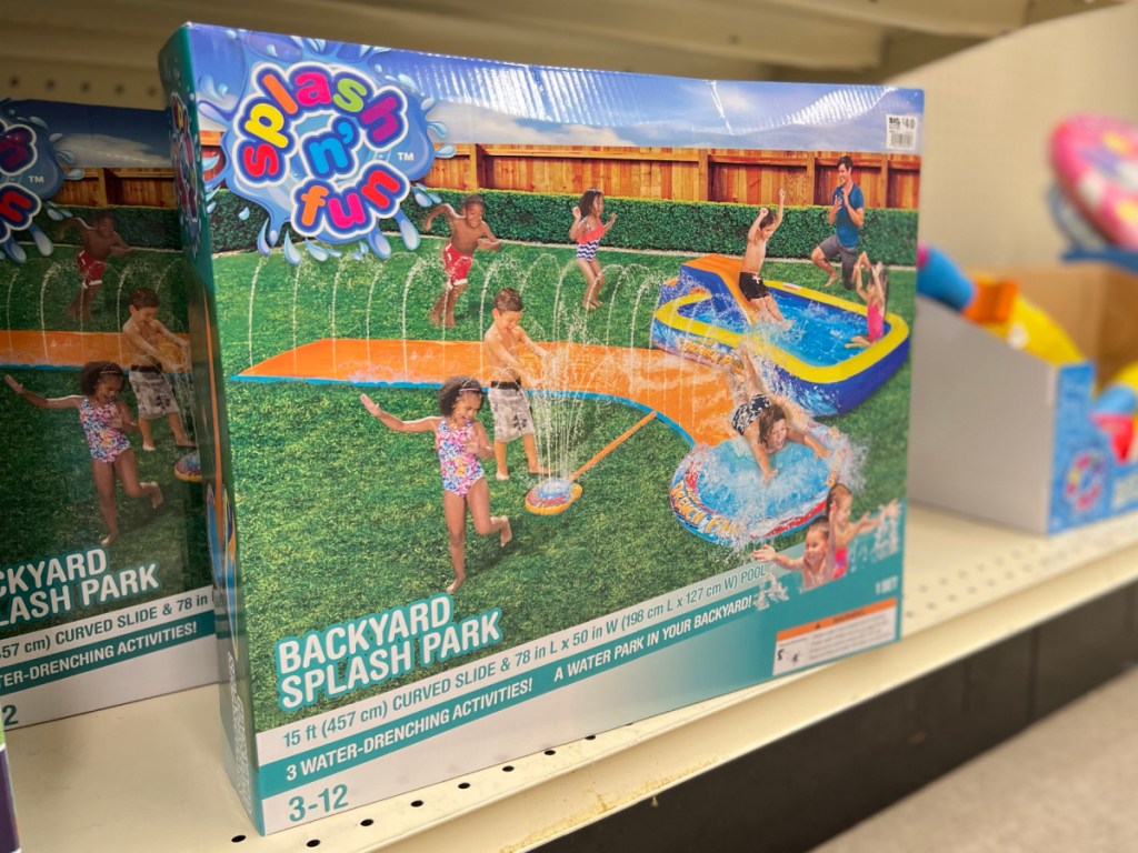 inflatable backyard splash center on store shelf