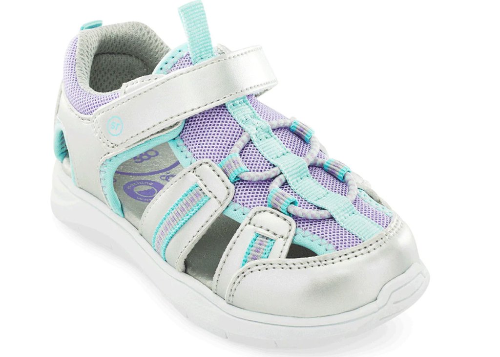 light grey and blue sneaker sandal