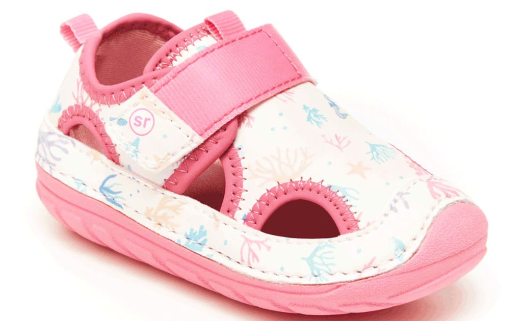 pink and white water sandal