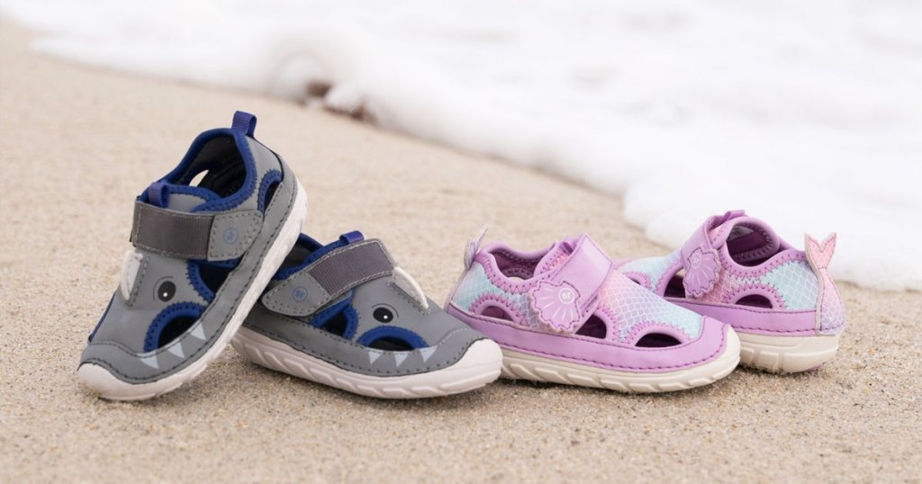 stride rite water shoes on beach
