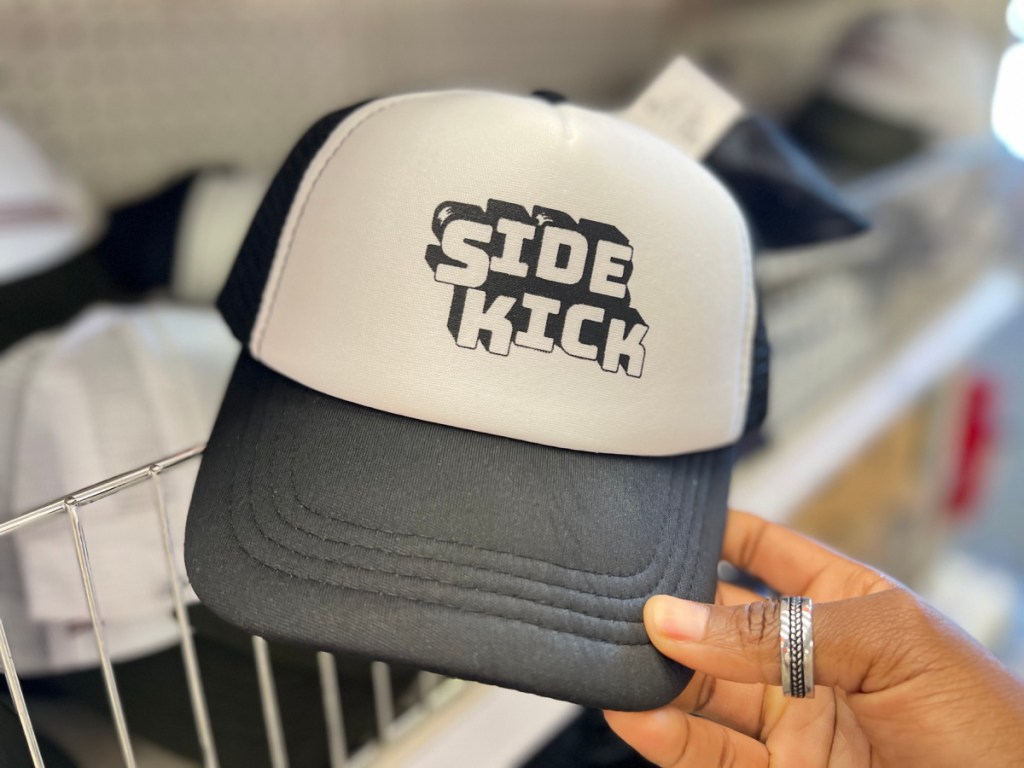 men and child matching hat sets in store