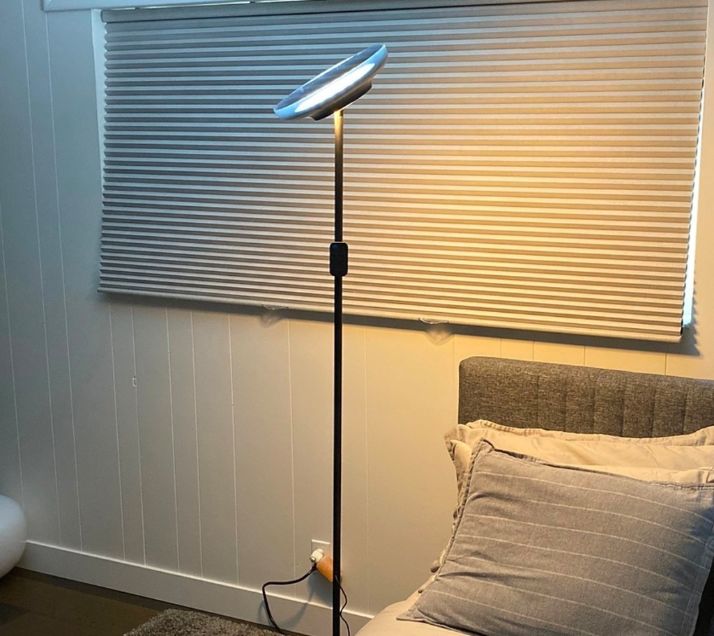 led floor lamp in bedroom