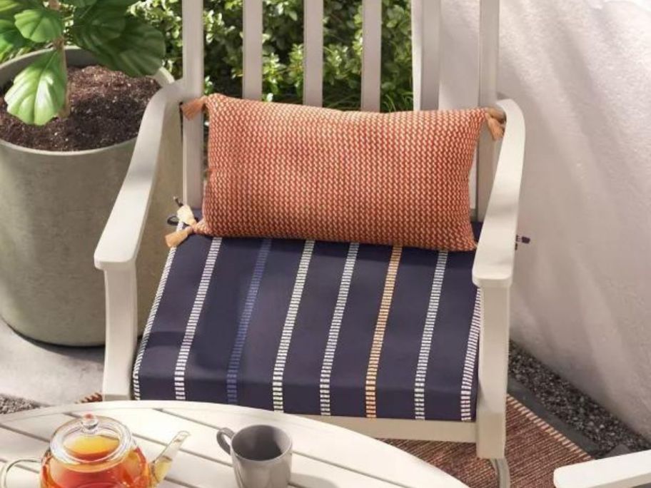 threshold sapphire blue patio cushion on patio chair