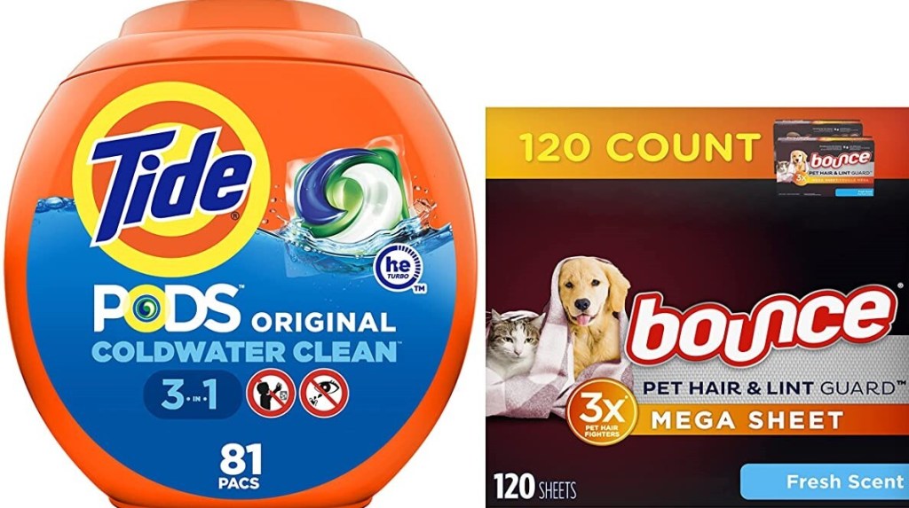 Tide pods and bounce dryer sheets