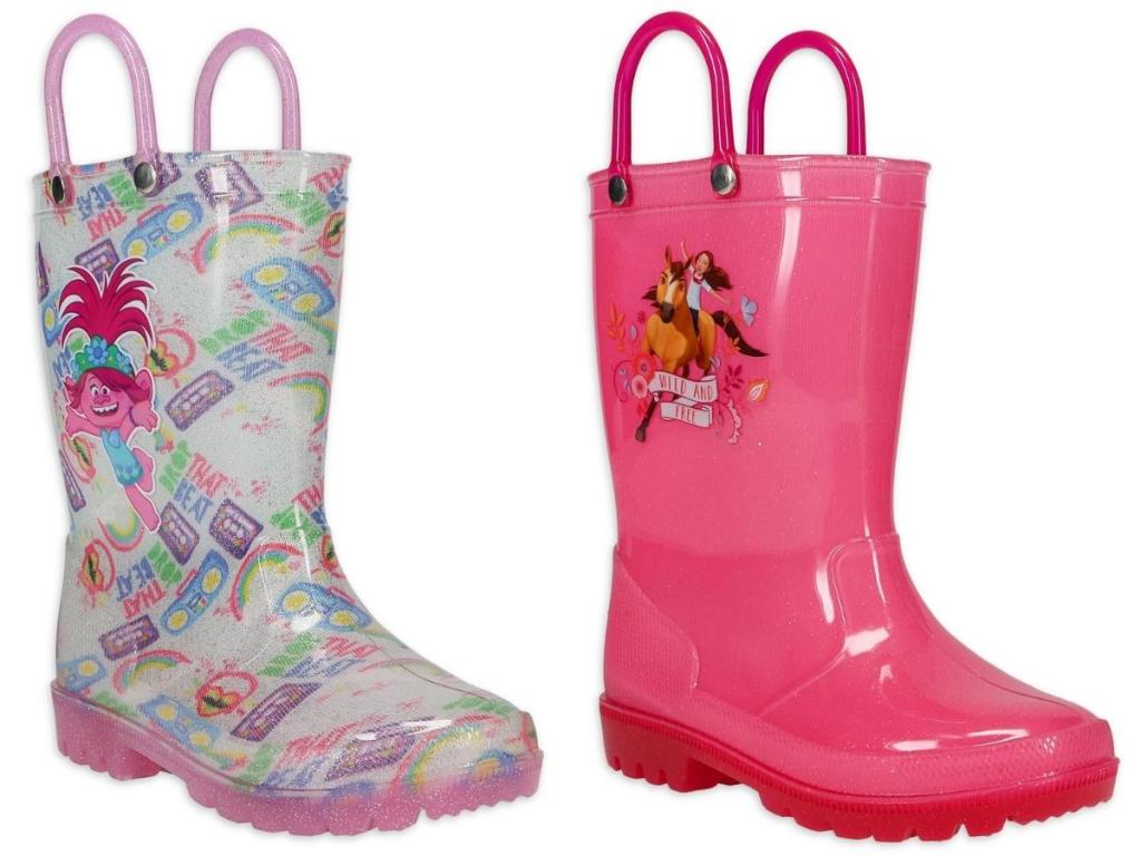 toddler girls trolls and spirit handled rain boots