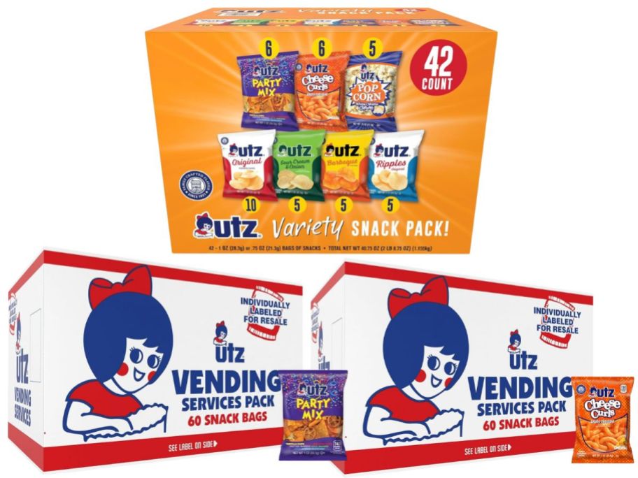 3 boxes of Utz snacks