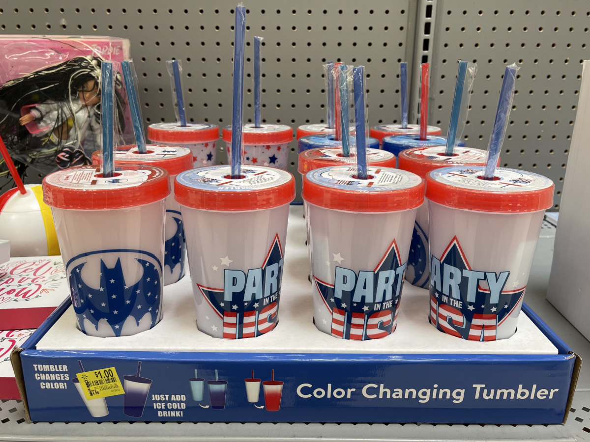 in-store display of clearance tumblers