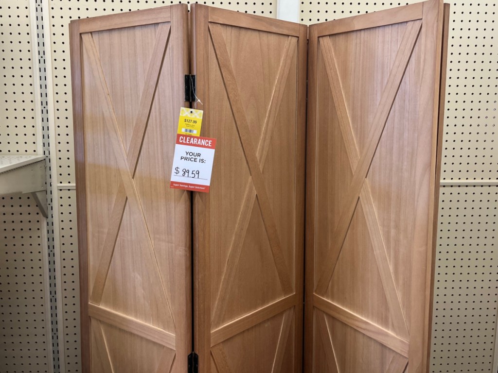 wooden room divider in store