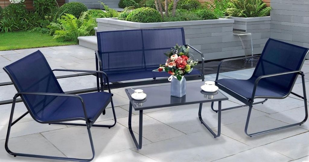 navy blue patio set