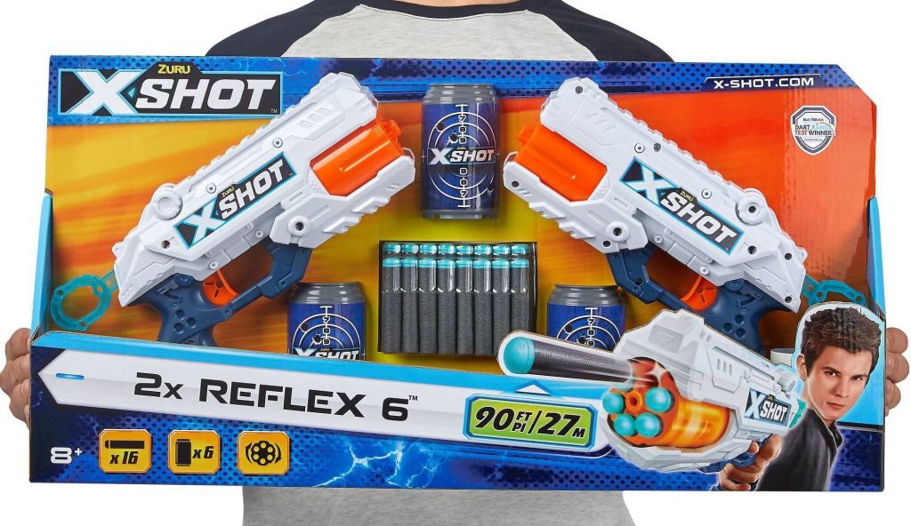 boy holding X-Shot Reflex Blasters