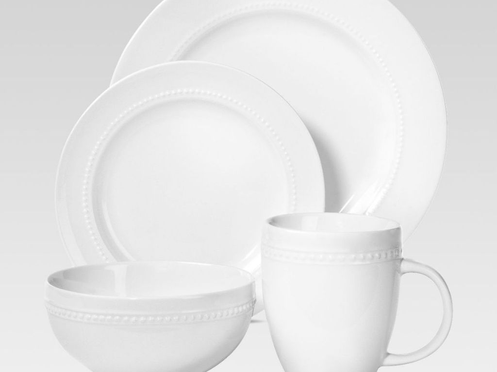 4-piece white dinnerware set