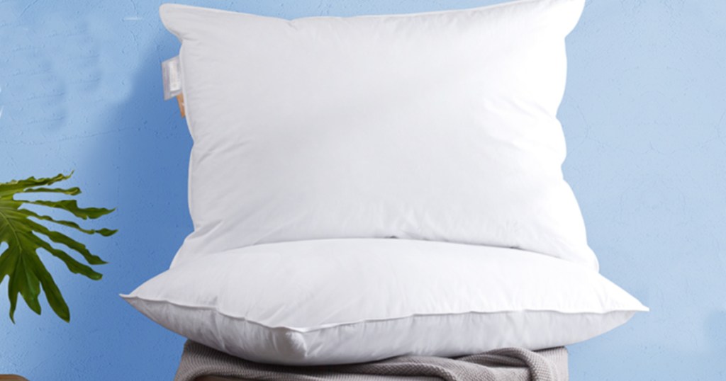 two white down pillows
