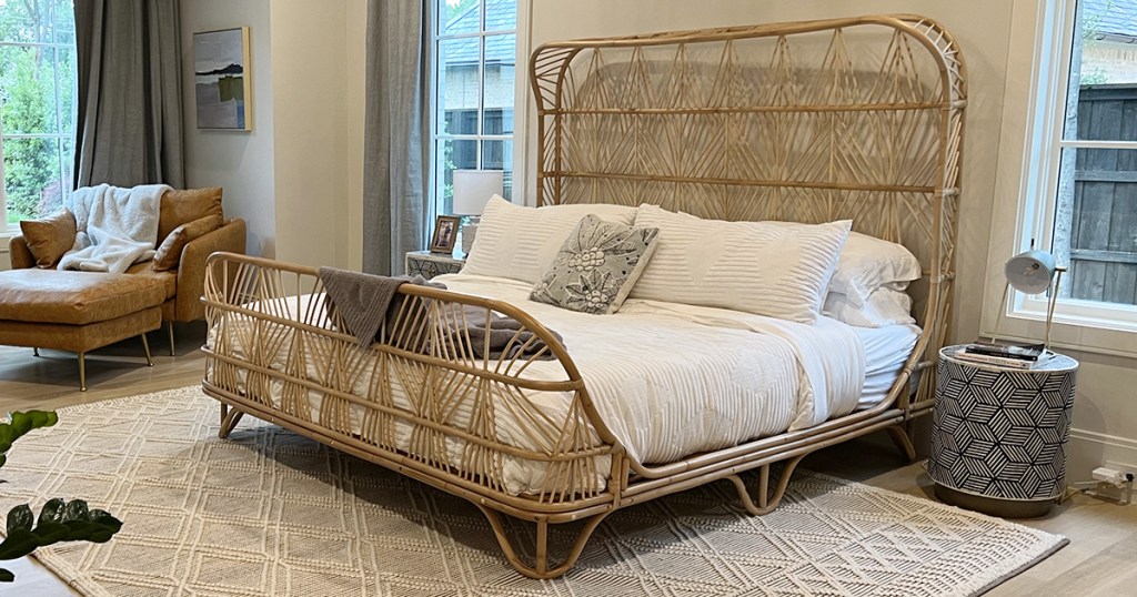 Lyra Rattan Bed - Boho Modern – Edloe Finch Furniture Co.