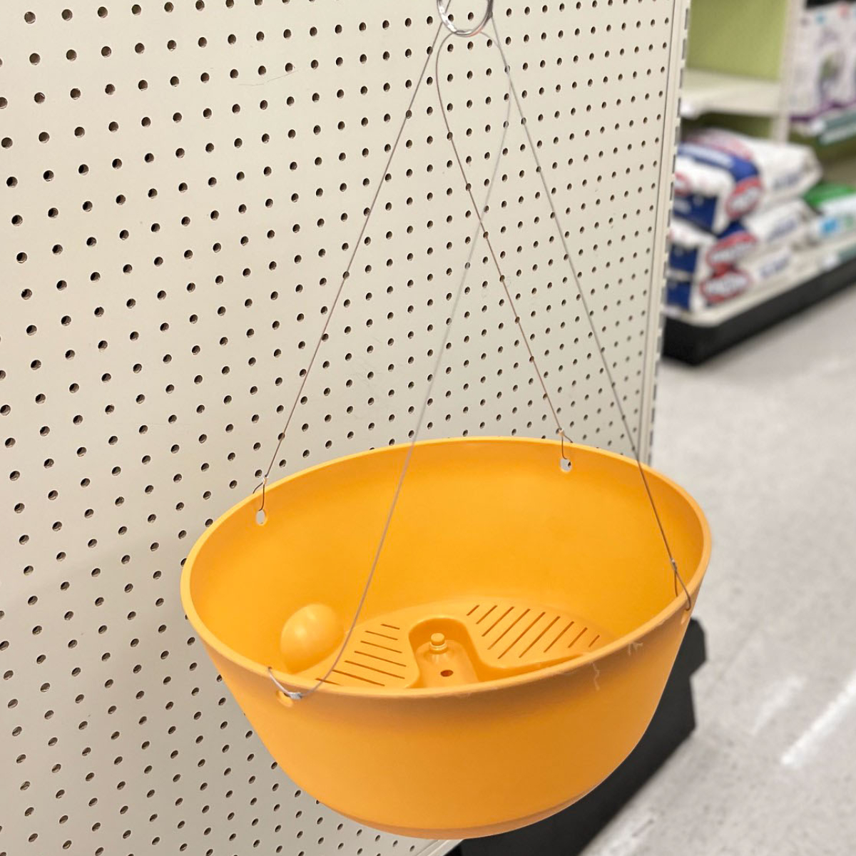 hanging self watering planter at a store