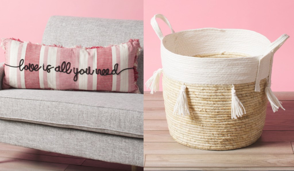 home goods pillow and basket