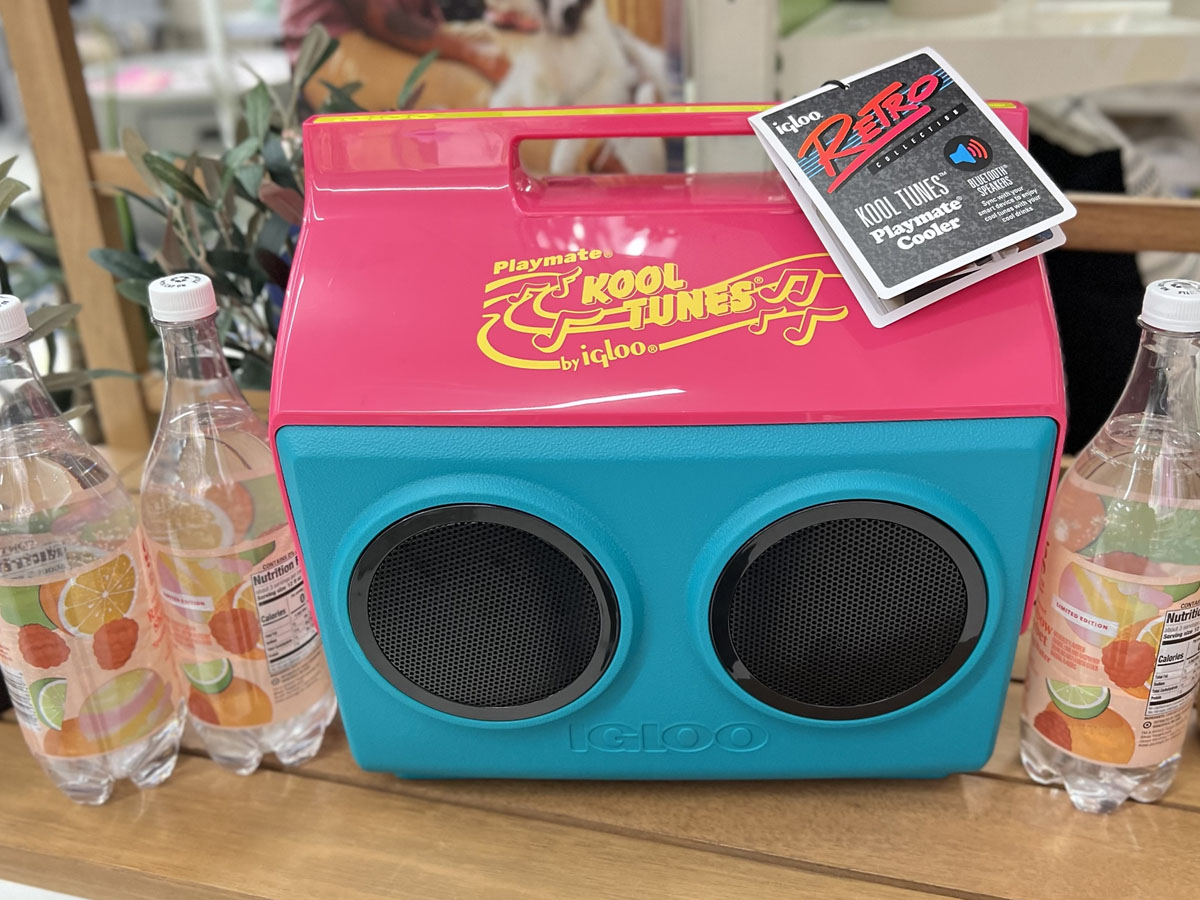 pink and blue retro igloo cooler