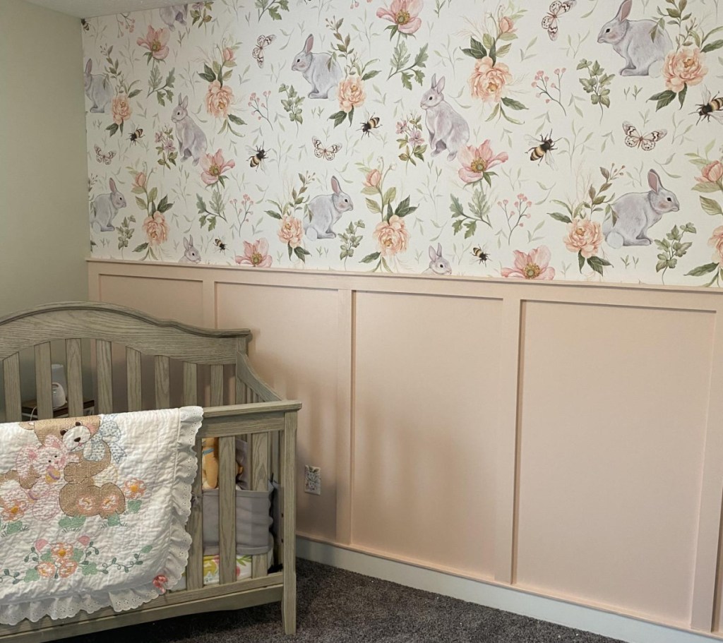 Loomwell peel and stick wallpaper in a nursery