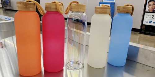 Glass Water Bottles w/ Bamboo Lids Only $5.98 at Walmart (Look Like Expensive Anthro Dupes!)