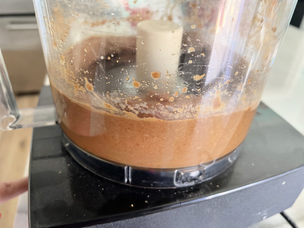 making cookie butter in a food processor