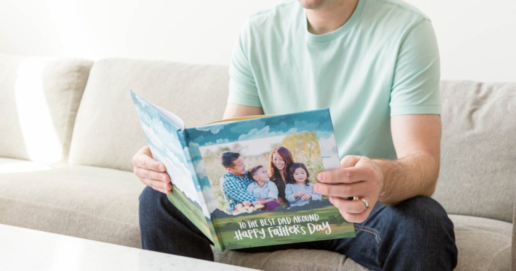 dad reading photobook