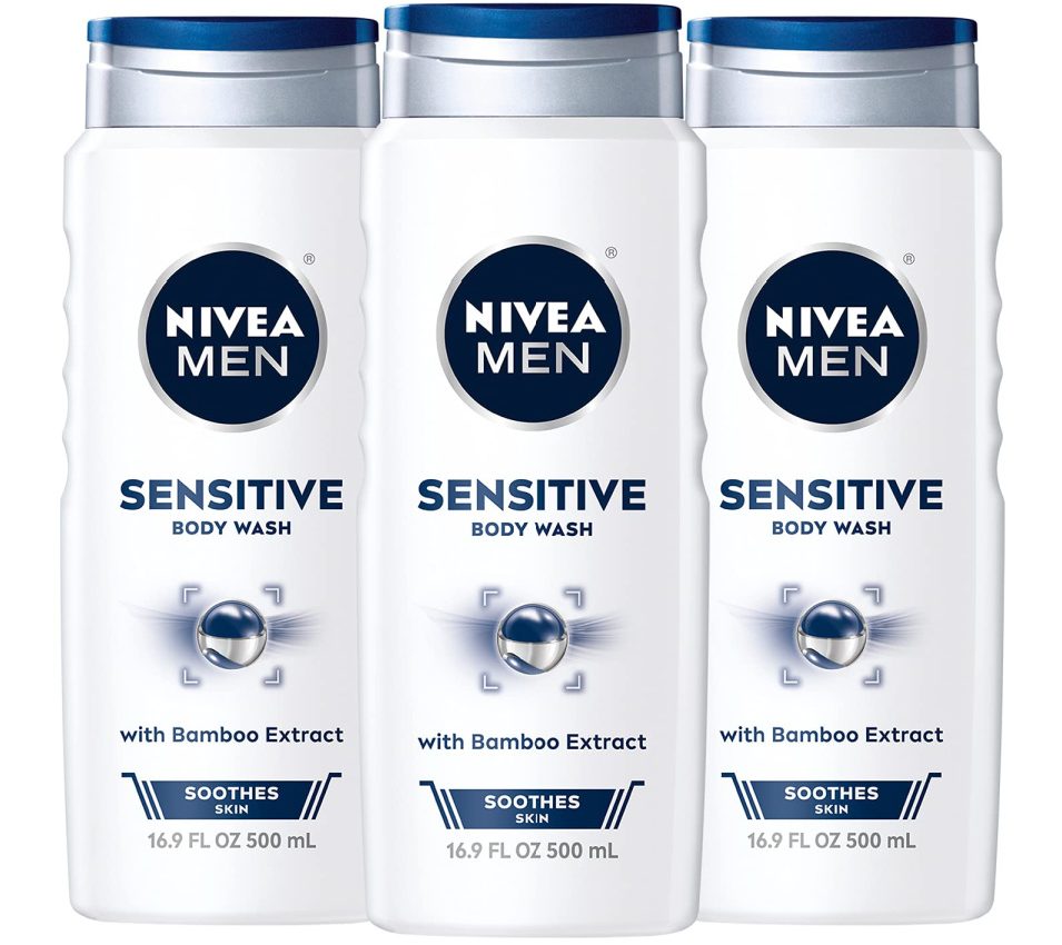 NIVEA MEN Sensitive Body Wash with Bamboo Extract 3-Pack