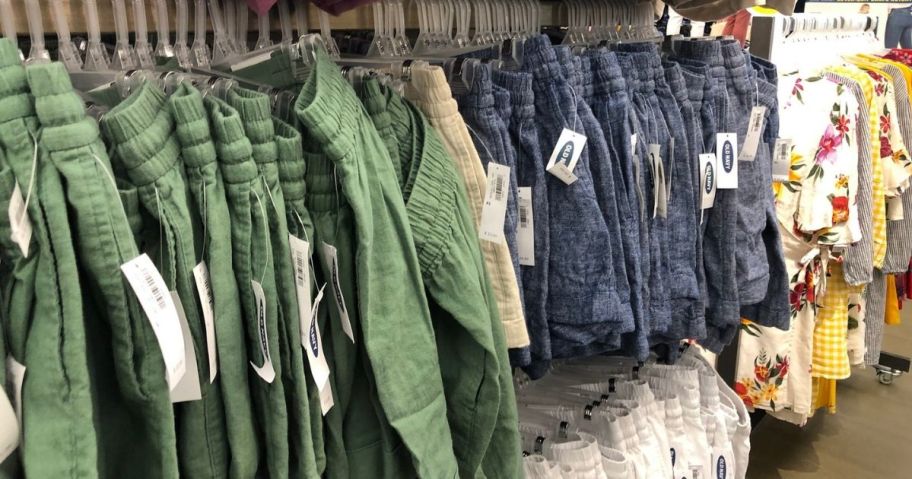 shorts on hangers at Old Navy