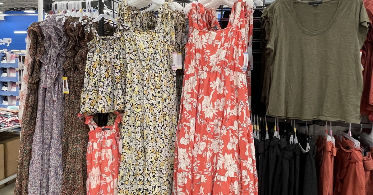 womens and girls matching dresses hanging in a store