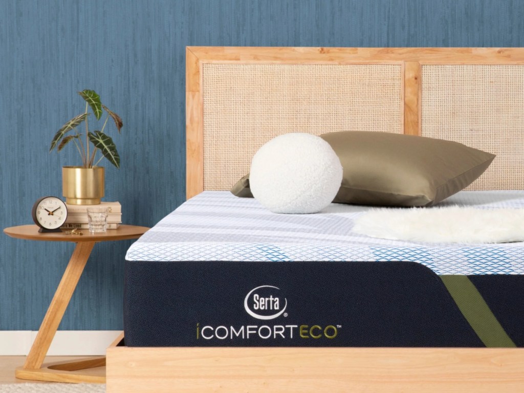 Serta mattress on a wooden bed frame