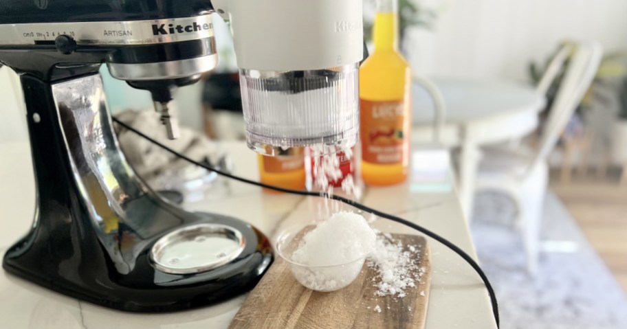 kitchenaid mixer shaving ice in a cup