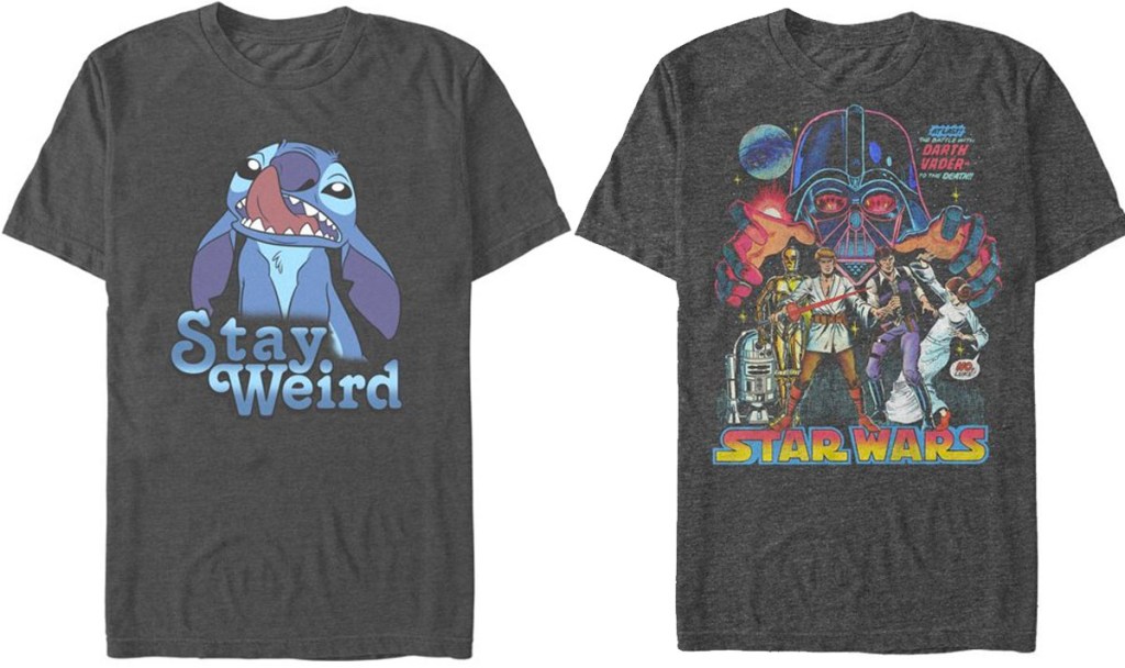 stitch and star wars graphic tees
