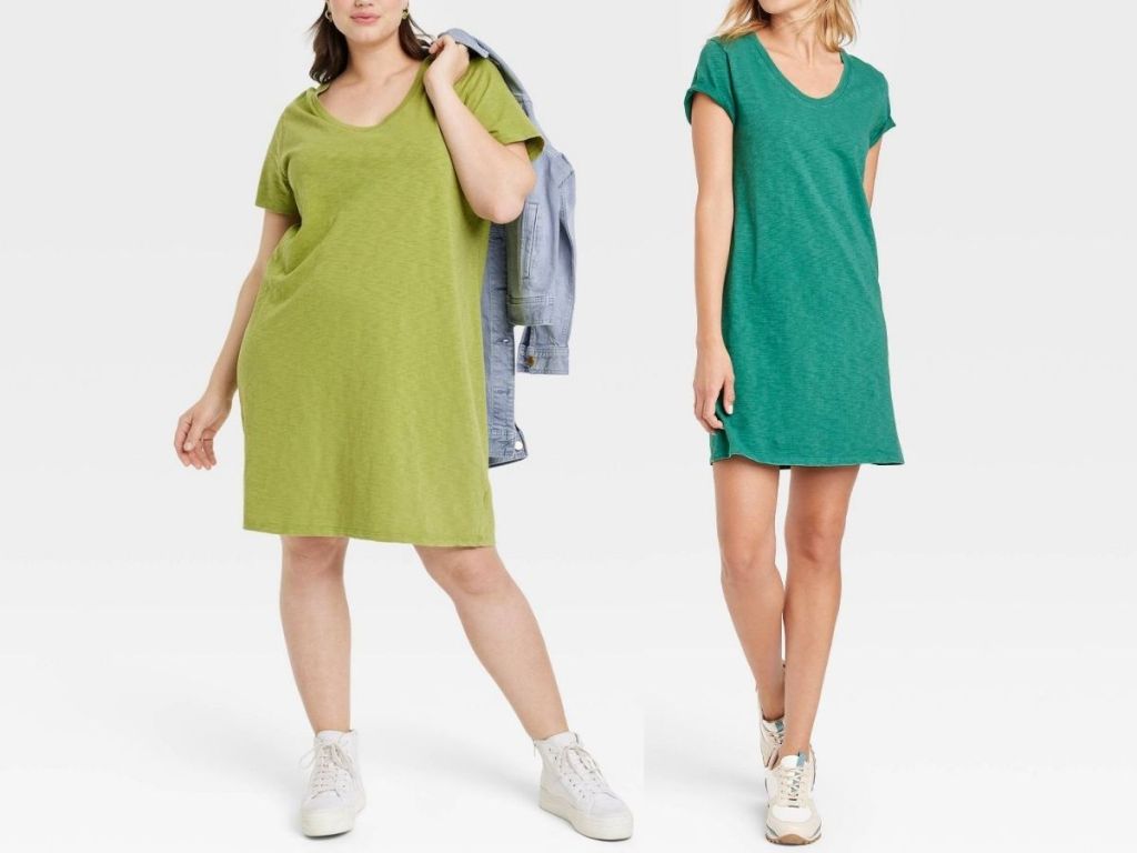 women wearing green dresses