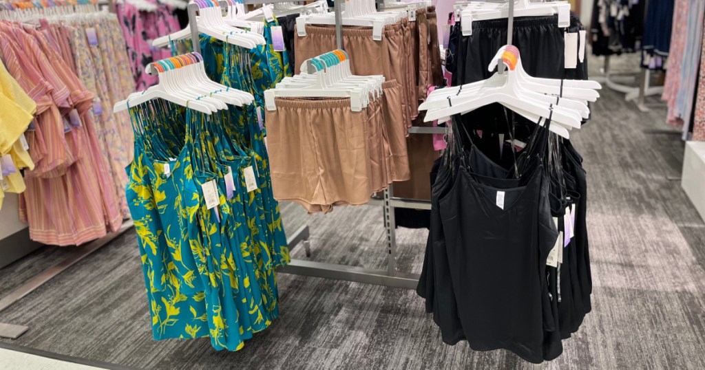 in-store display of women's pajamas