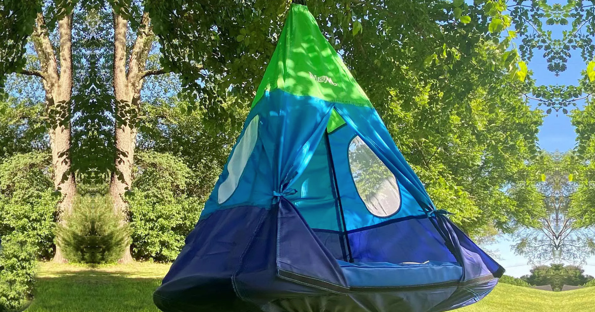 tent swing hanging from tree