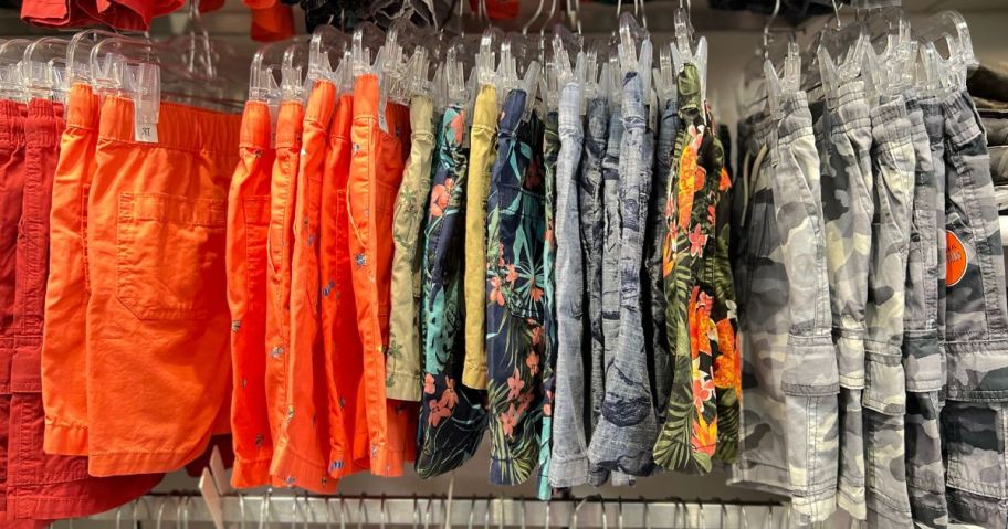 The Children's Place boys shorts on a rack